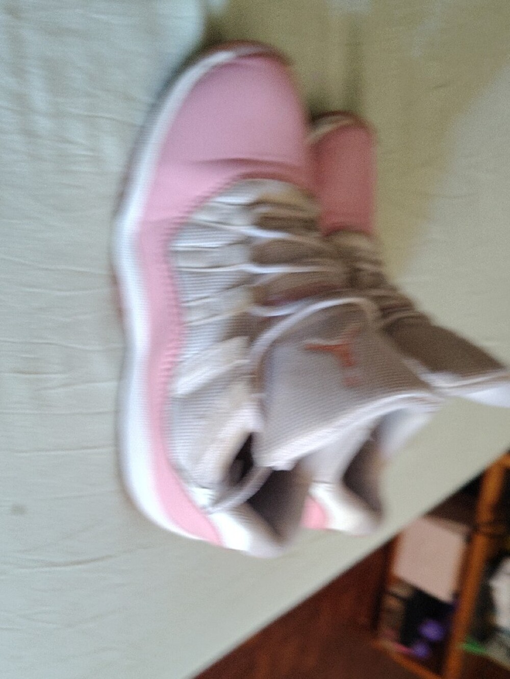 Jordan Kids' Pink and White High-Top Sneakers - Picture 9 of 11